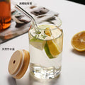 Aesthetic Bow Glass Cup with Bamboo Lid & Straw