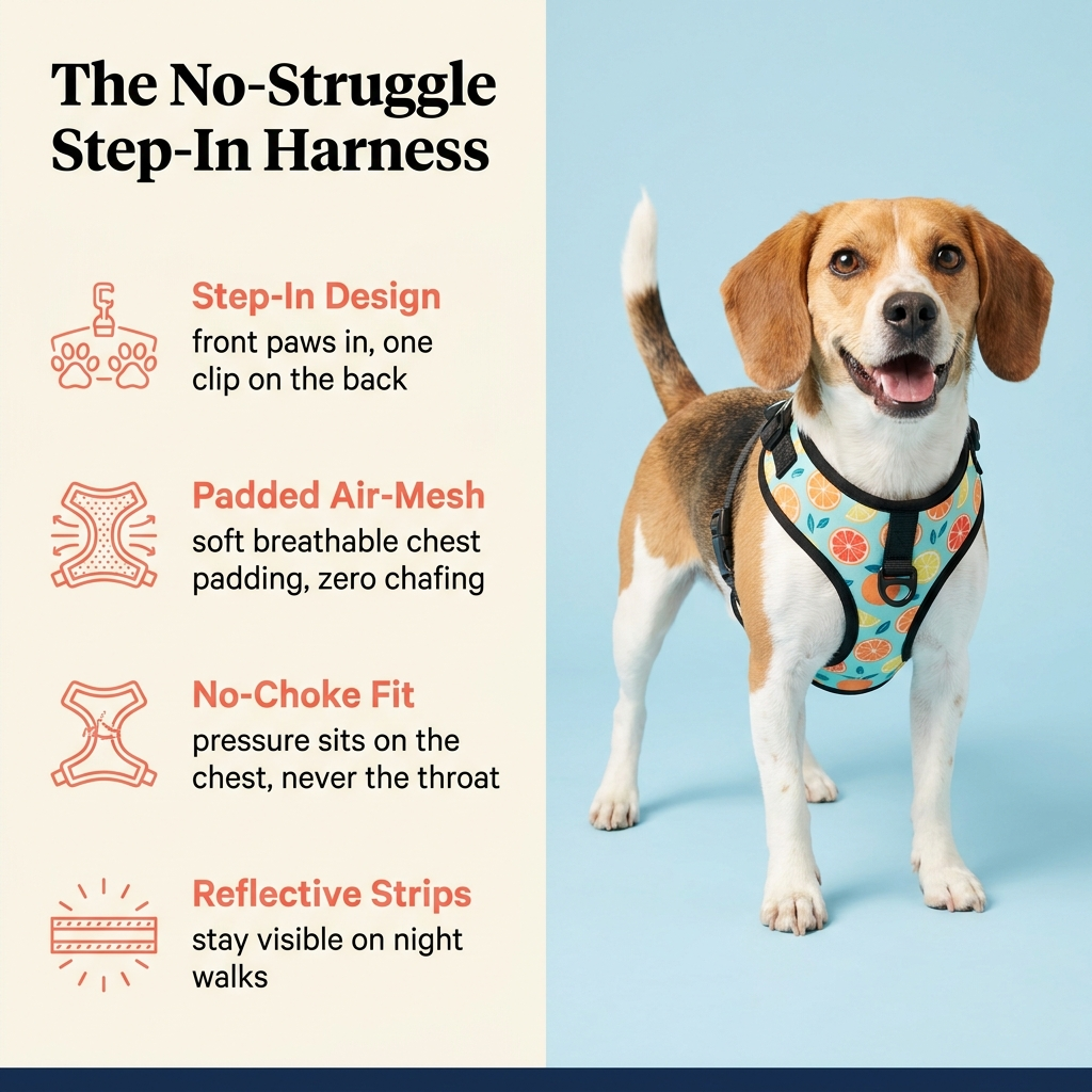 Step-In Padded Dog Harness — No-Struggle Clip & Go Design