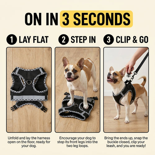 Step-In Reflective Dog Harness — No-Struggle Clip & Go Design (XS–L)
